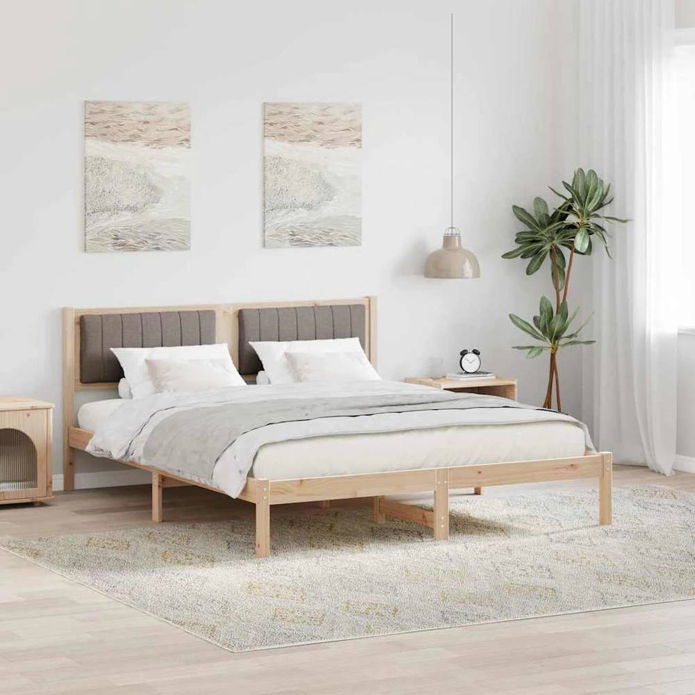 Lovo rėmas su apmuštu galvūgaliu Taupe 150 x 200 cm