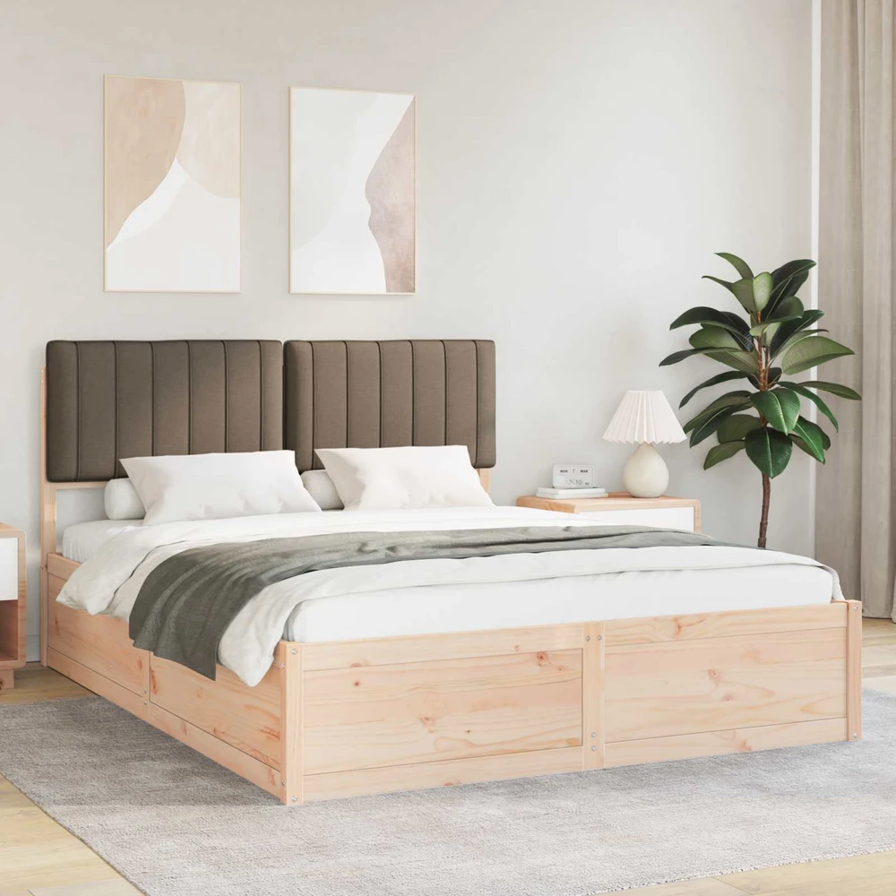 Lovo rėmas su apmuštu galvūgaliu Taupe 150 x 200 cm
