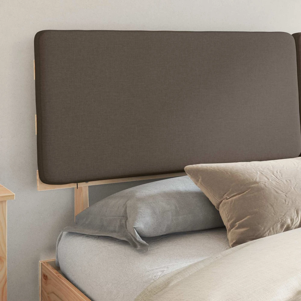 Lovo rėmas su apmuštu galvūgaliu Taupe 180 x 200 cm