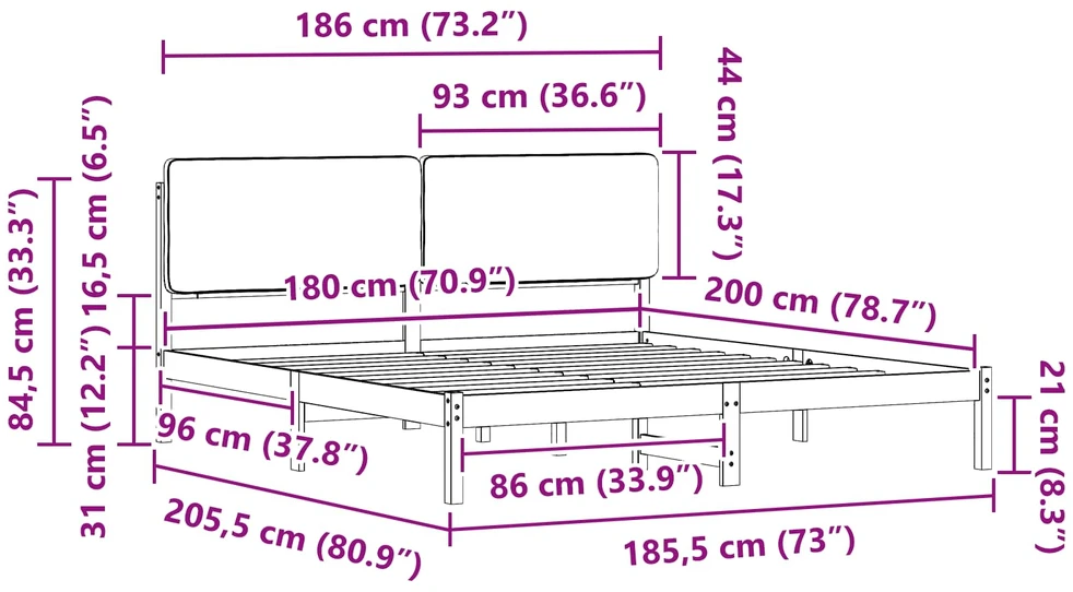 Lovo rėmas su apmuštu galvūgaliu Tortora 180 x 200 cm