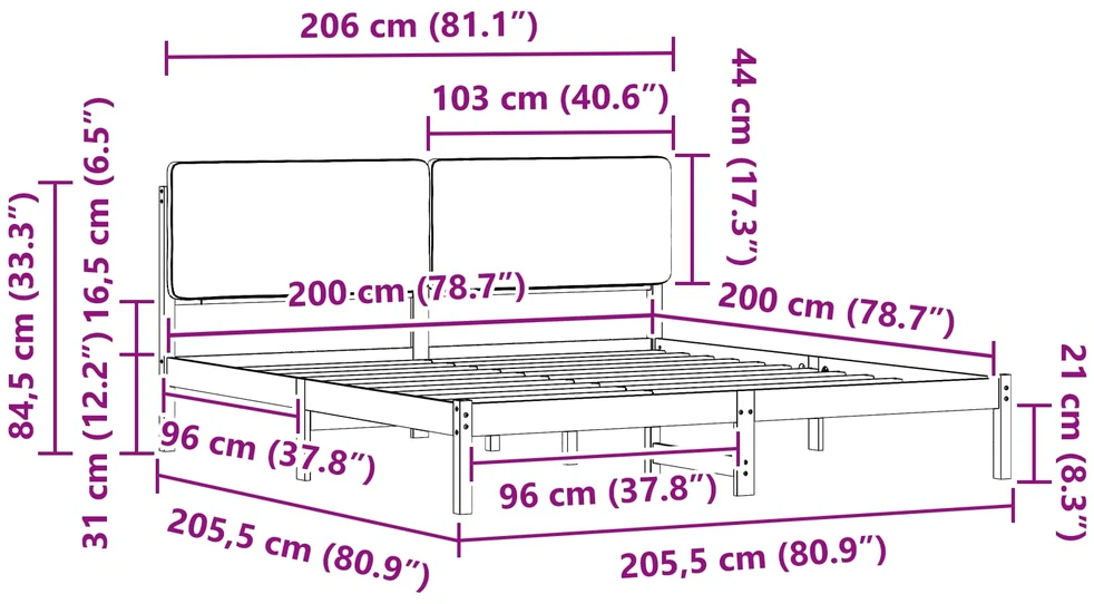 Lovo rėmas su apmuštu galvūgaliu Tortora 200 x 200 cm