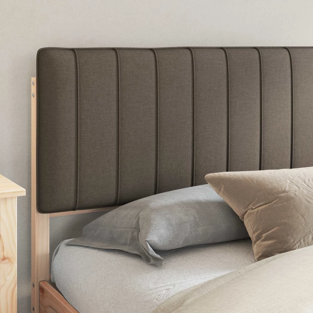 Lovo rėmas su apmuštu galvūgaliu Taupe 200 x 200 cm