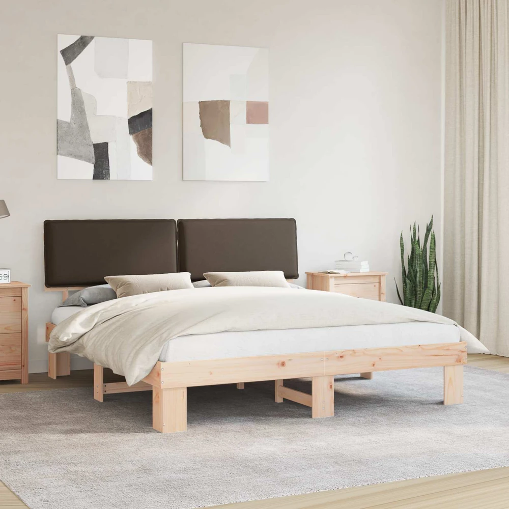 Lovo rėmas su apmuštu galvūgaliu Taupe 200 x 200 cm