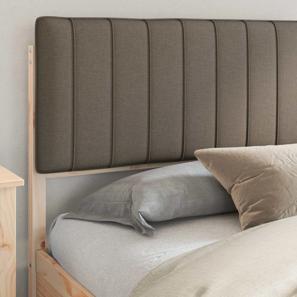 Lovo rėmas su apmuštu galvūgaliu Taupe 200 x 200 cm