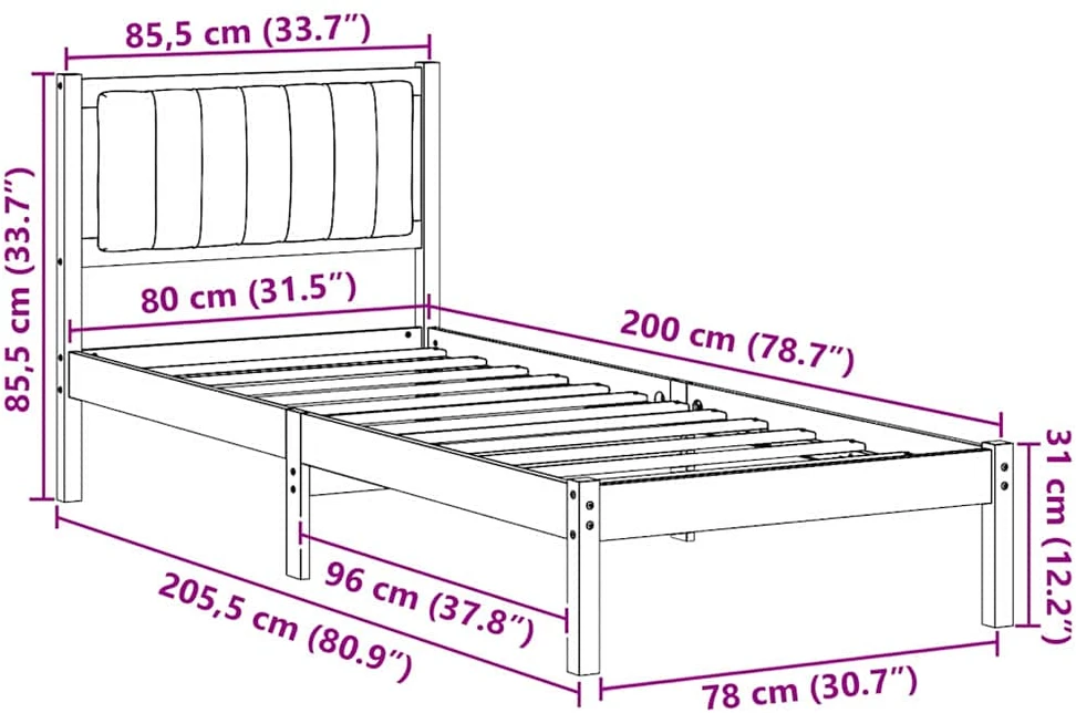 Lova Lovo rėmas su apmuštu galvūgaliu Tortora 80 x 200 cm