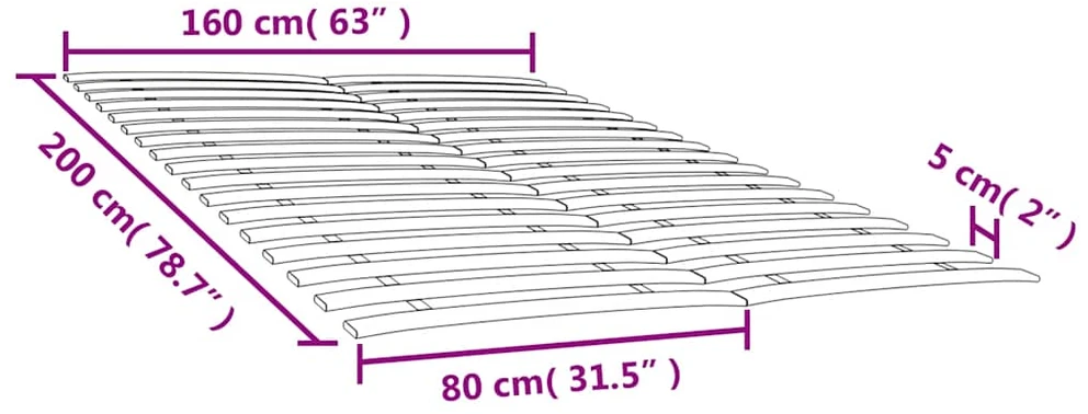 Lovos grotelės su 34 lentjuostėmis, 2vnt., 80x200cm