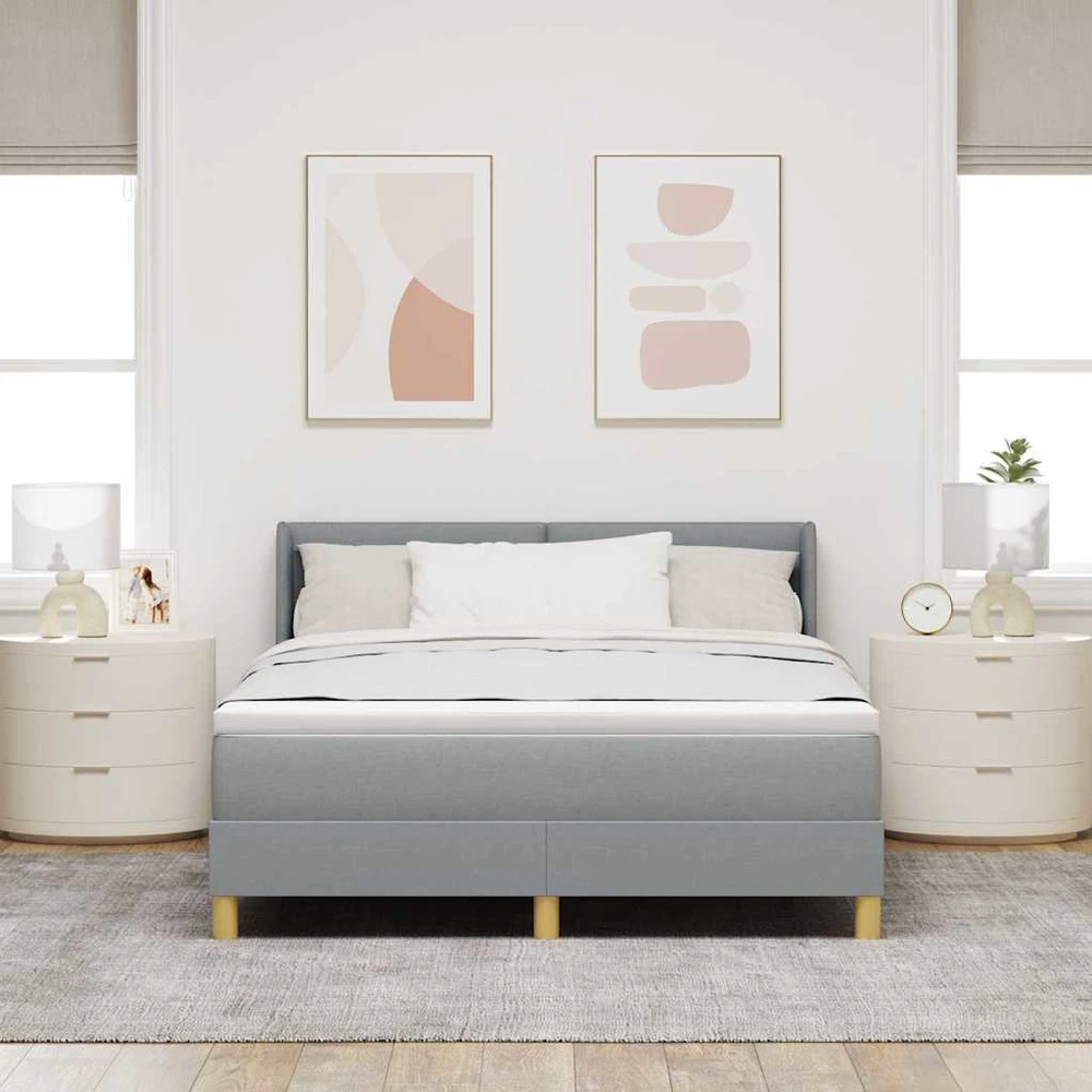 Kiemas lova su galvūgalio Šviesiai pilka 200 x 140 cm audinys