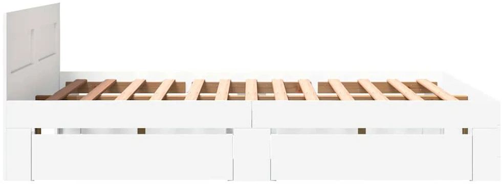 Lovos rėmas su stalčių Baltas 150 x 200 cm Apdirbta mediena