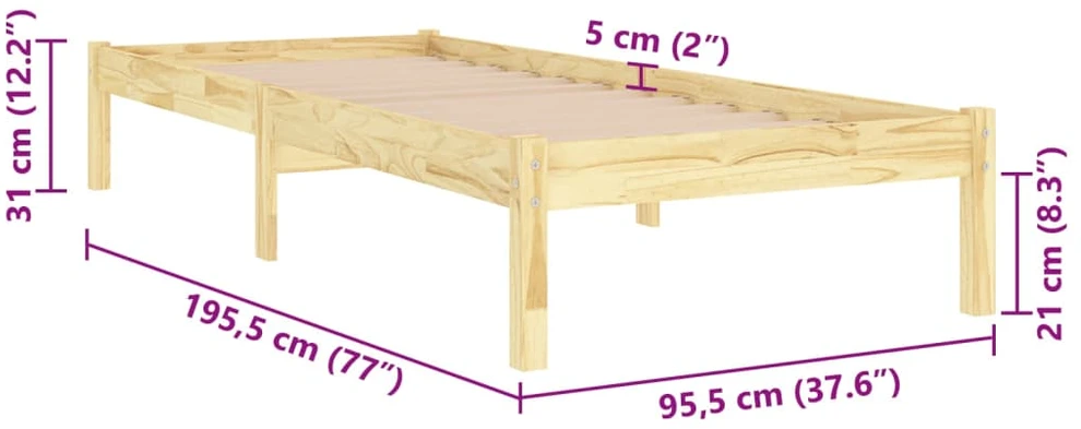 Lovos rėmas, 90x190cm, medienos masyvas, vienvietis