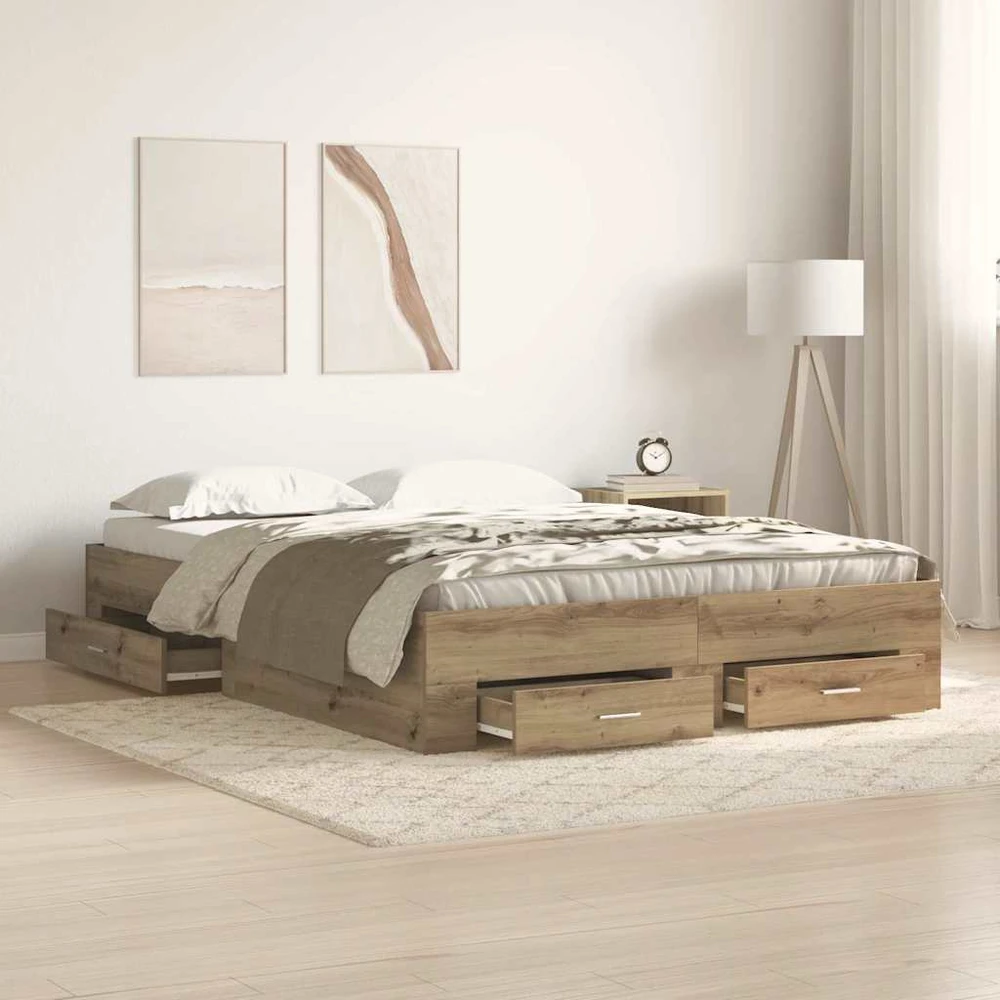 Lova Lovos rėmas Amatininkų ąžuolas 135 x 190 cm Apdirbta mediena