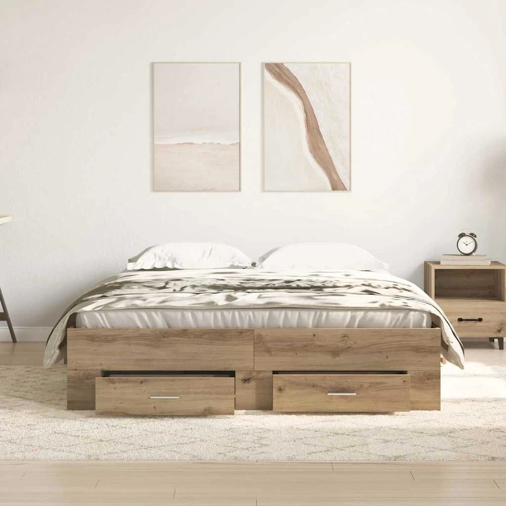 Lova Lovos rėmas Amatininkų ąžuolas 135 x 190 cm Apdirbta mediena