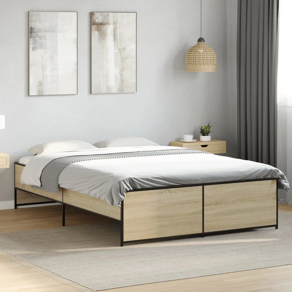 Lova Lovos rėmas, ąžuolo, 135x190cm, apdirbta mediena ir metalas