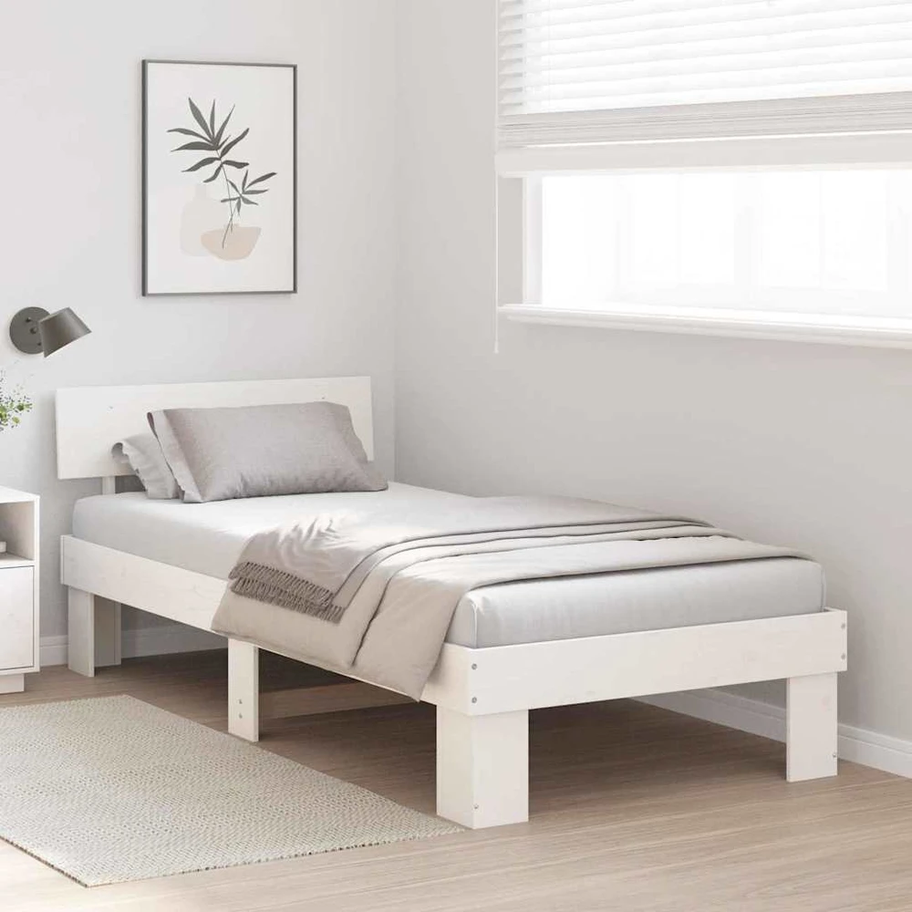 Lova Lovos rėmas Balta 100 x 200 cm Kietos pušies mediena