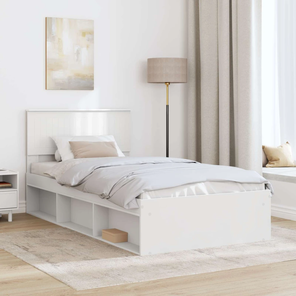 Lova Lovos rėmas Balta 100 x 200 cm Kietos pušies mediena