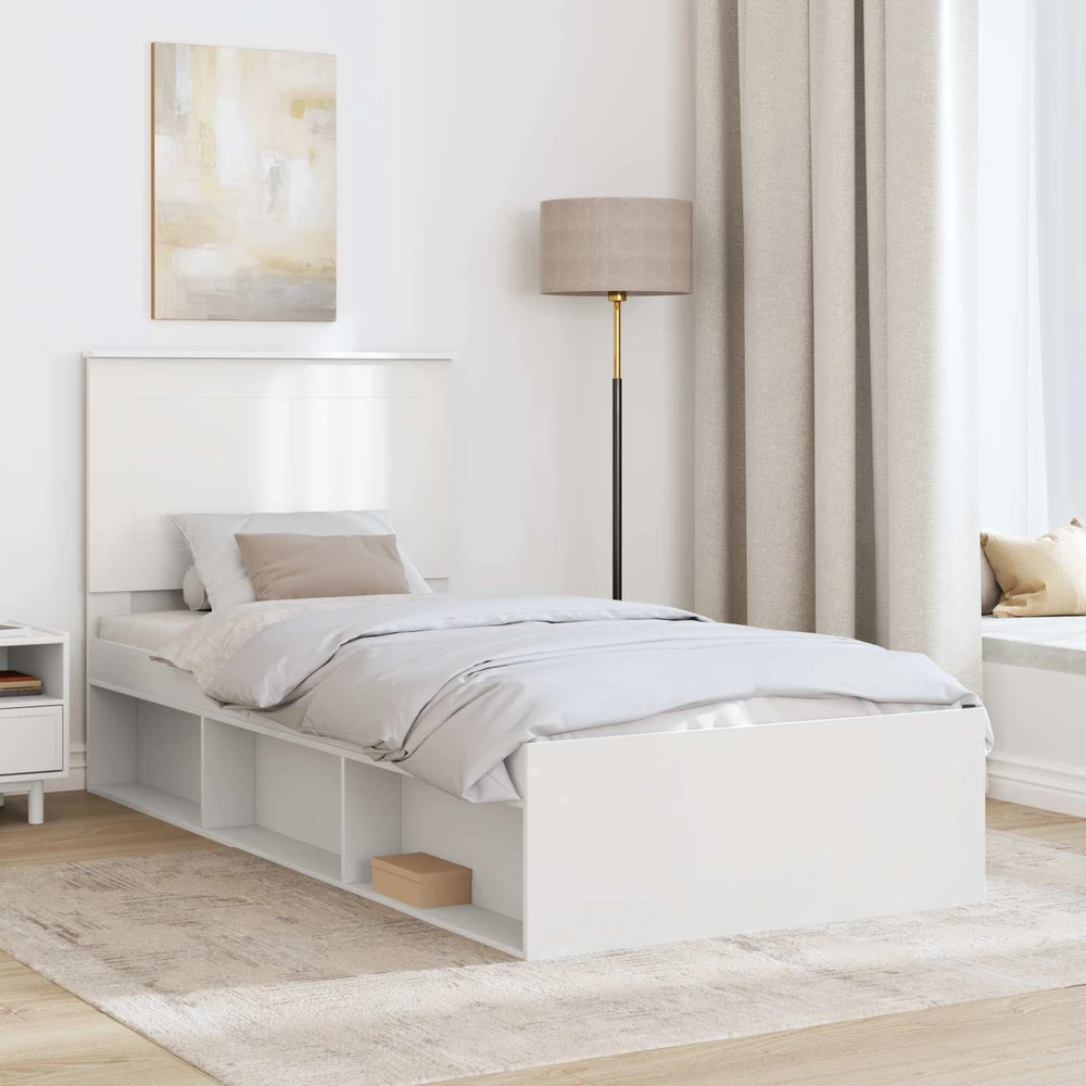 Lova Lovos rėmas Balta 100 x 200 cm Kietos pušies mediena