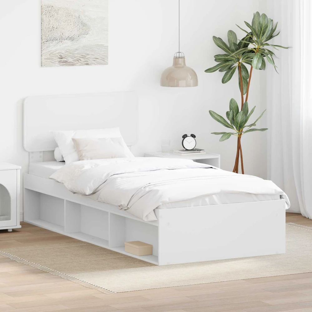 Lova Lovos rėmas Balta 100 x 200 cm Kietos pušies mediena