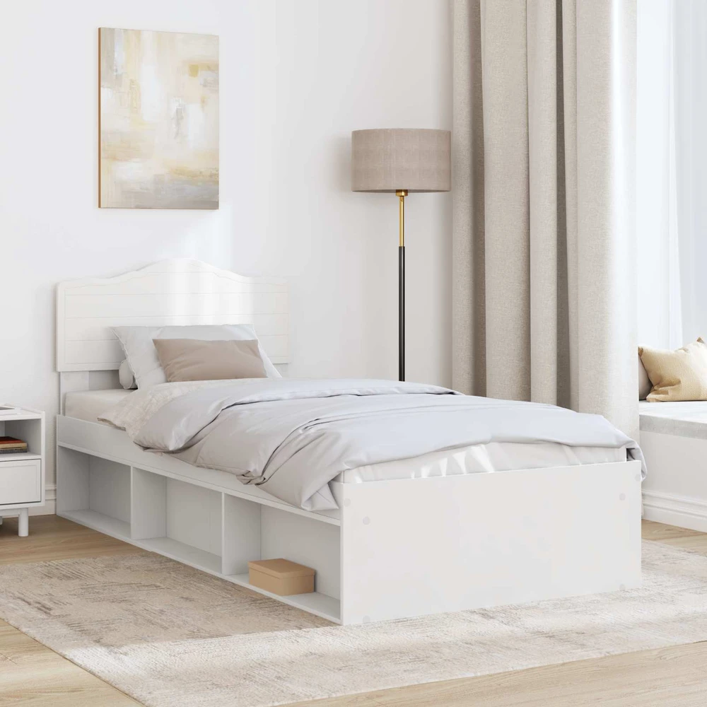 Lova Lovos rėmas Balta 100 x 200 cm Kietos pušies mediena