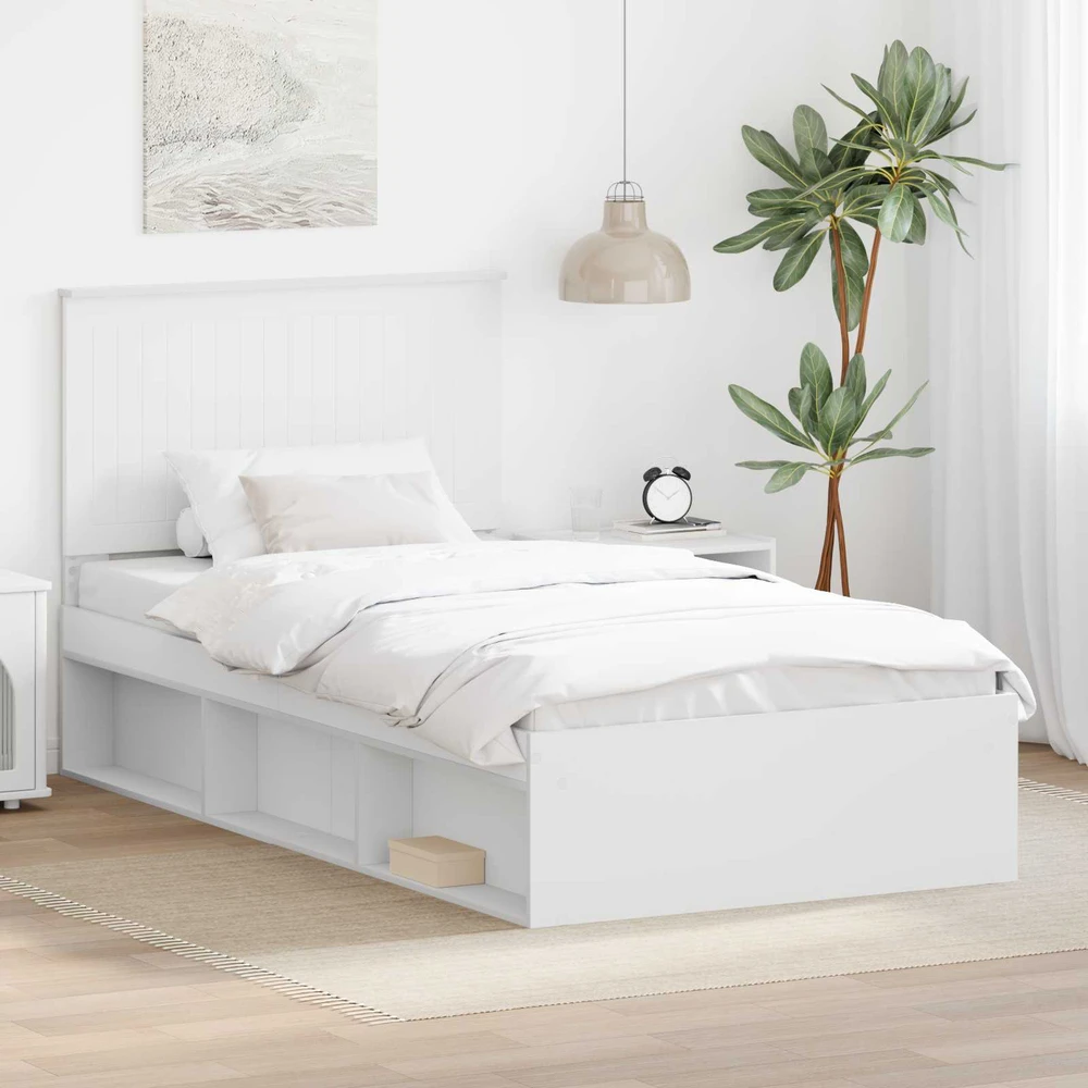 Lova Lovos rėmas Balta 100 x 200 cm Kietos pušies mediena