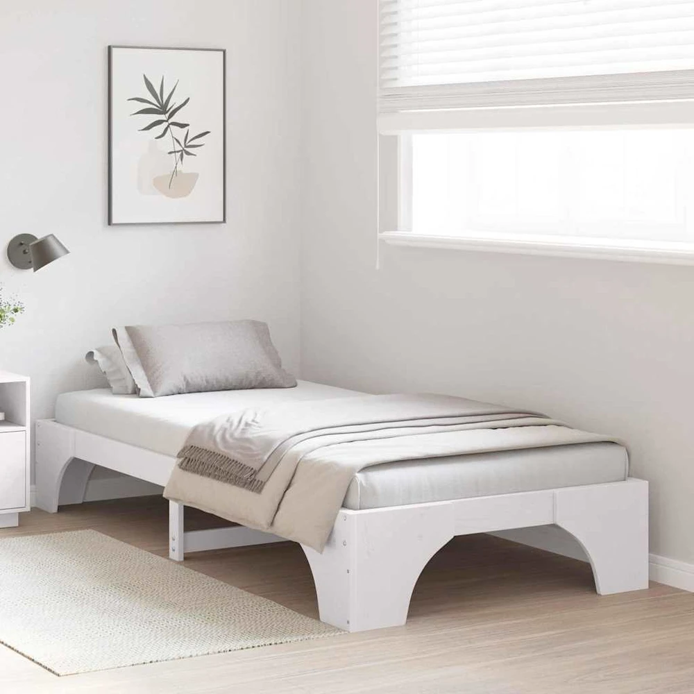 Lova Lovos rėmas Balta 100 x 200 cm Kietos pušies mediena