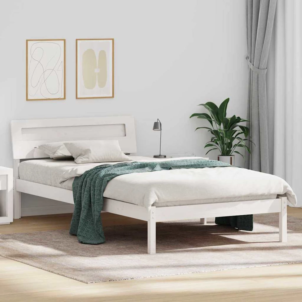 Lova Lovos rėmas Balta 100 x 200 cm Kietos pušies mediena
