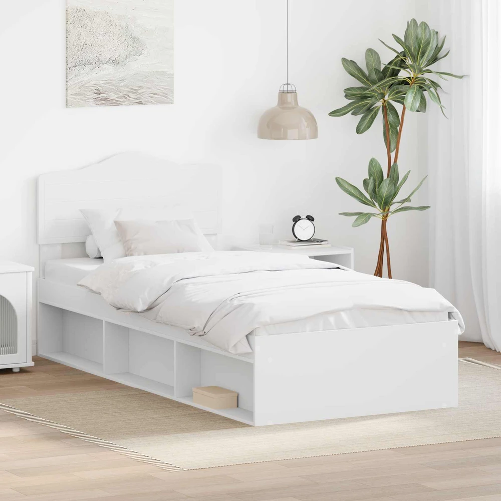 Lova Lovos rėmas Balta 100 x 200 cm Kietos pušies mediena