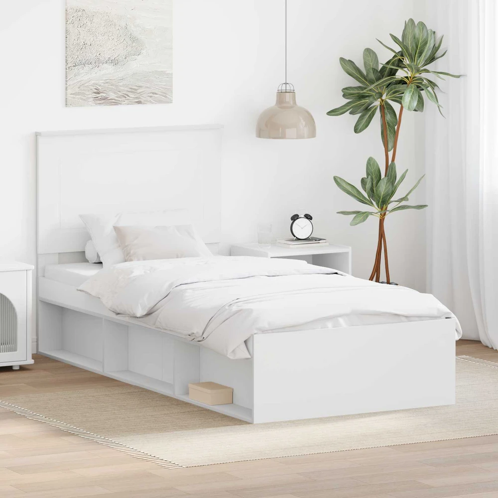 Lova Lovos rėmas Balta 100 x 200 cm Kietos pušies mediena
