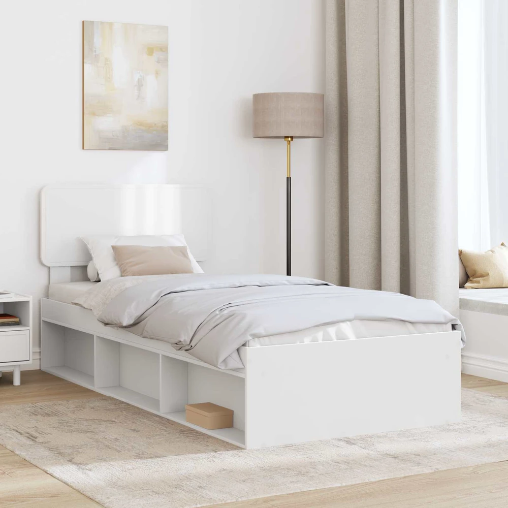 Lova Lovos rėmas Balta 100 x 200 cm Kietos pušies mediena