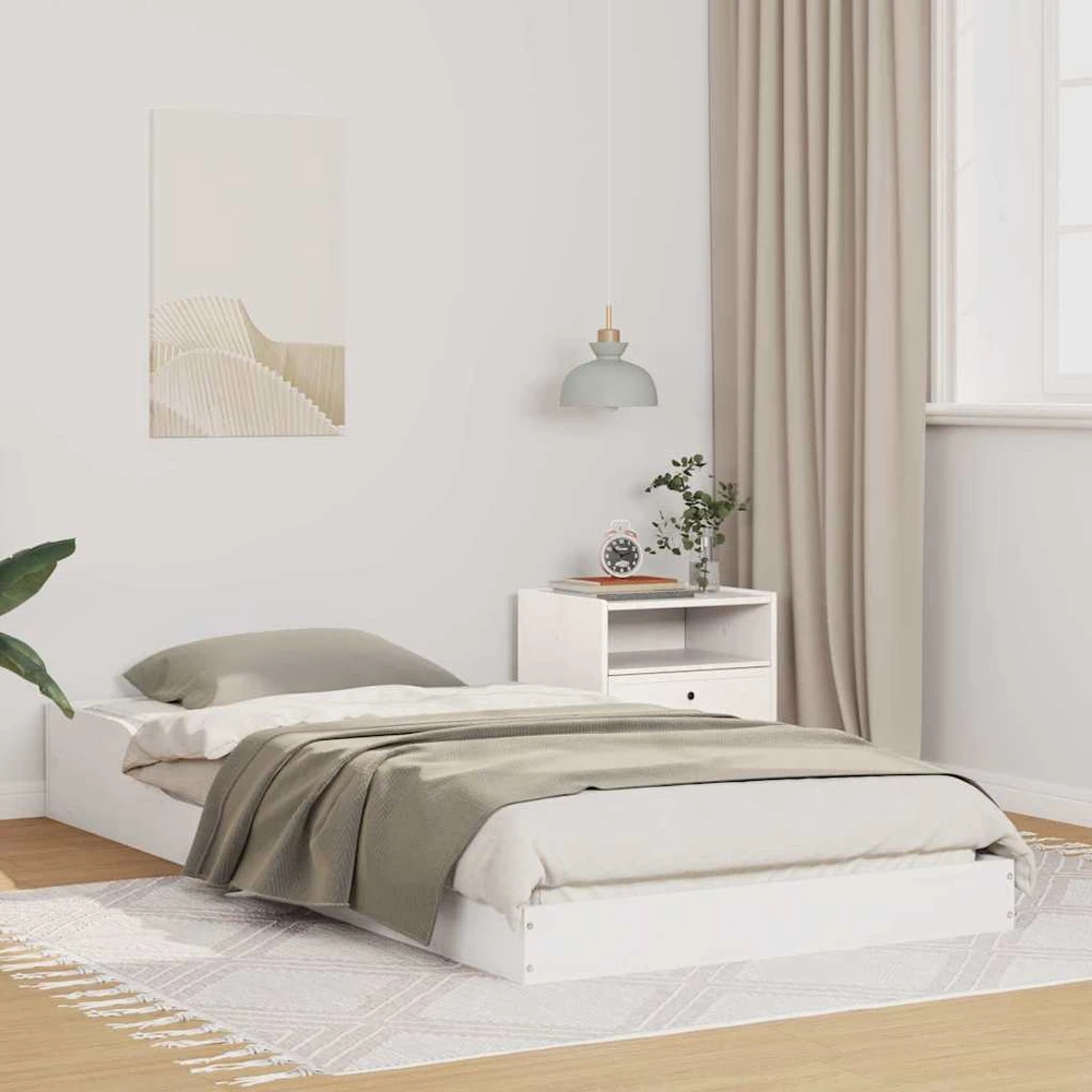 Lova Lovos rėmas Balta 100 x 200 cm Kietos pušies mediena