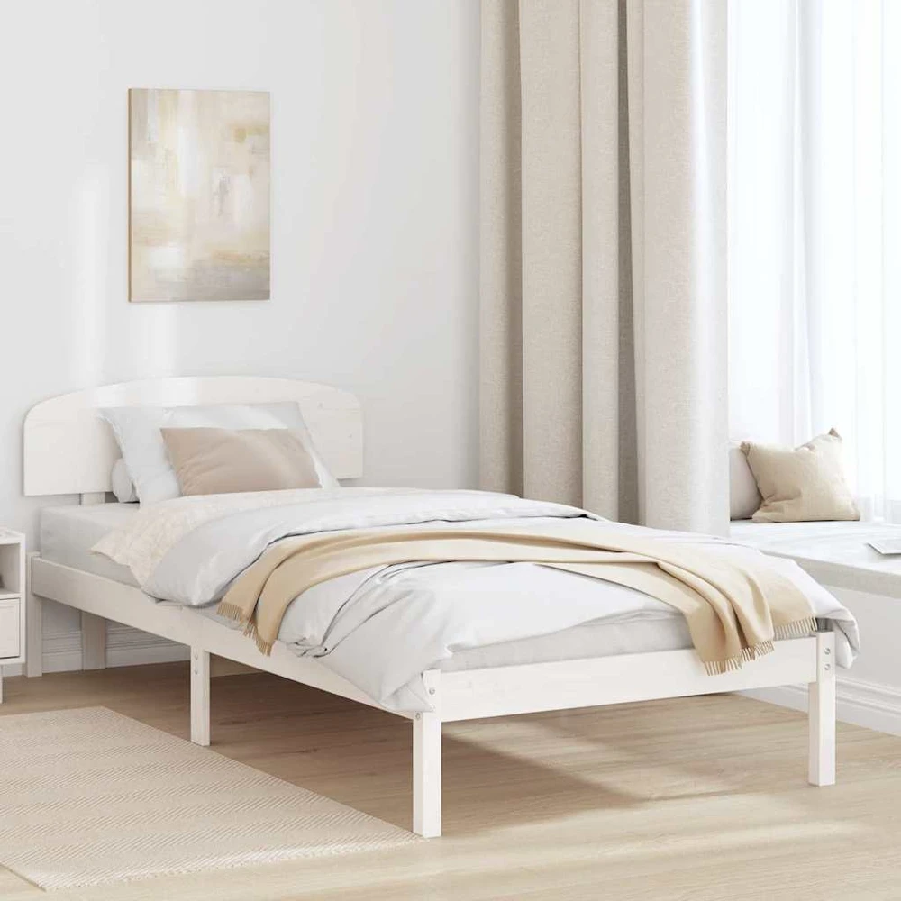 Lovos rėmas Balta 100 x 200 cm Kietos pušies mediena
