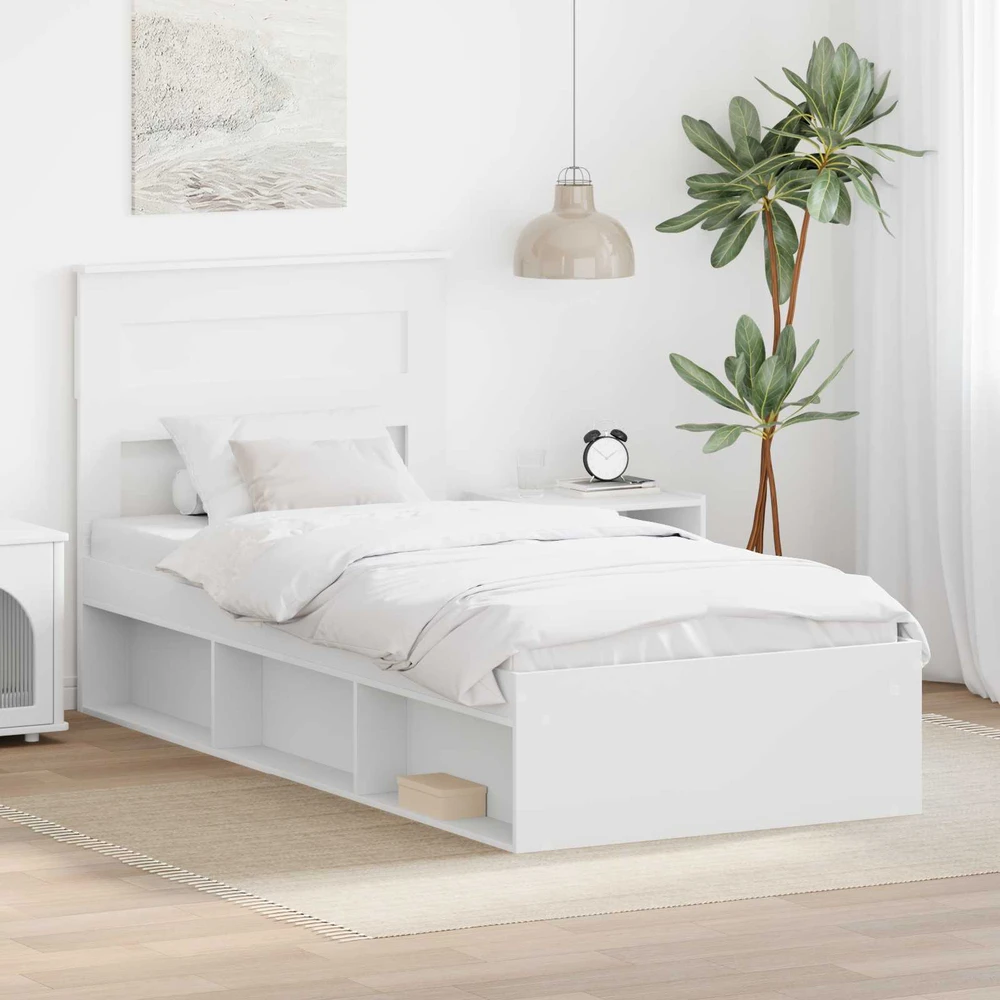 Lova Lovos rėmas Balta 100 x 200 cm Kietos pušies mediena