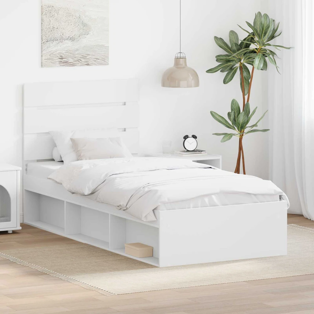 Lova Lovos rėmas Balta 100 x 200 cm Kietos pušies mediena
