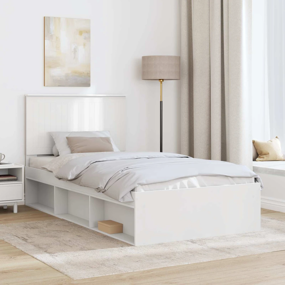 Lova Lovos rėmas Balta 100 x 200 cm Kietos pušies mediena