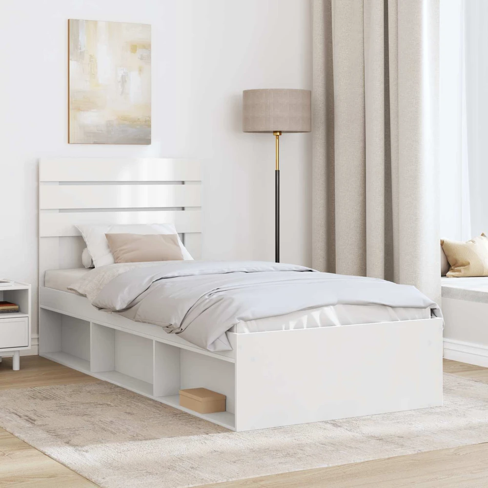 Lova Lovos rėmas Balta 100 x 200 cm Kietos pušies mediena