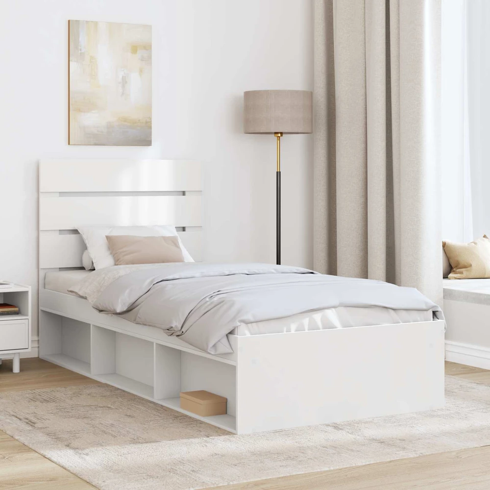 Lova Lovos rėmas Balta 100 x 200 cm Kietos pušies mediena