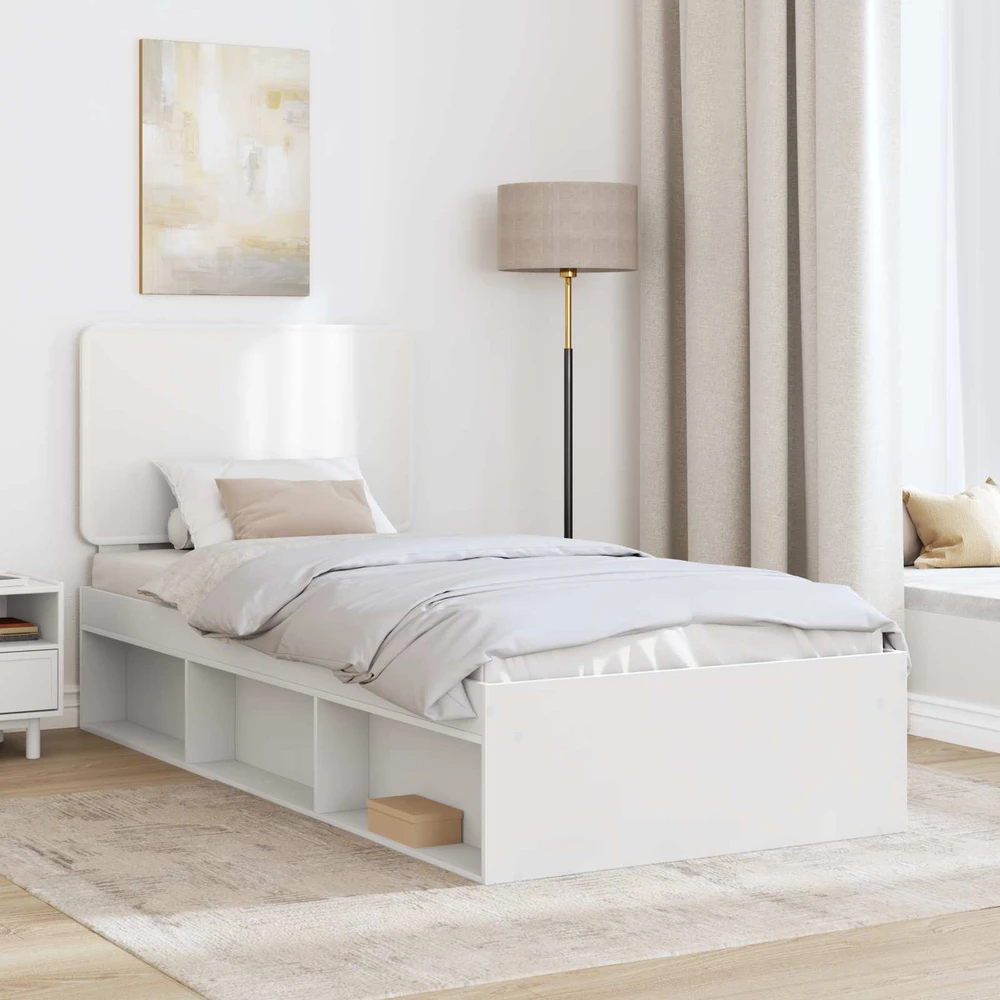 Lova Lovos rėmas Balta 100 x 200 cm Kietos pušies mediena