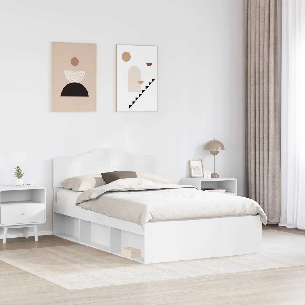Lova Lovos rėmas Balta 120 x 190 cm Kietos pušies mediena