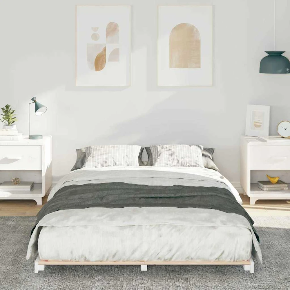 Lova Lovos rėmas Balta 120 x 190 cm Kietos pušies mediena