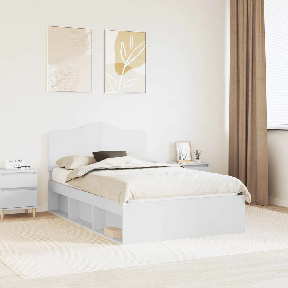 Lova Lovos rėmas Balta 120 x 200 cm Kietos pušies mediena