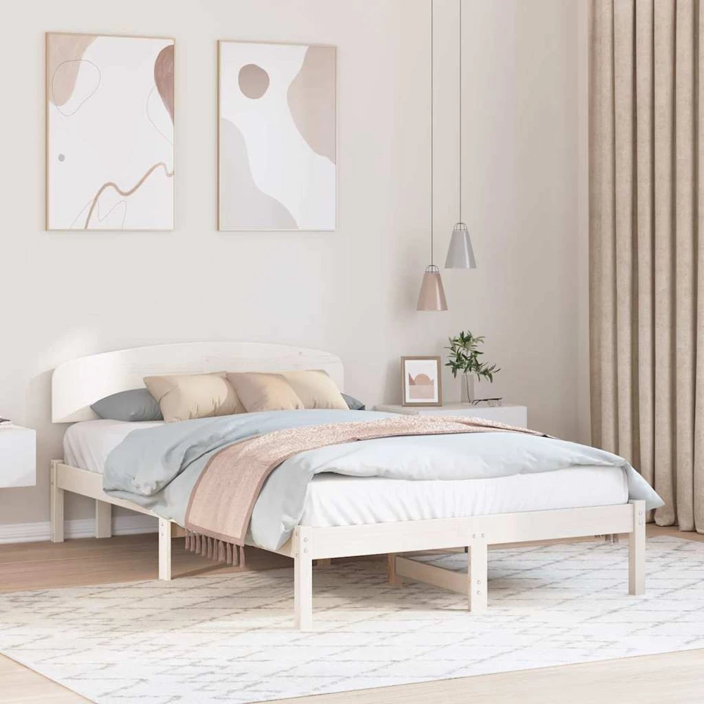 Lovos rėmas Balta 120 x 200 cm Kietos pušies mediena