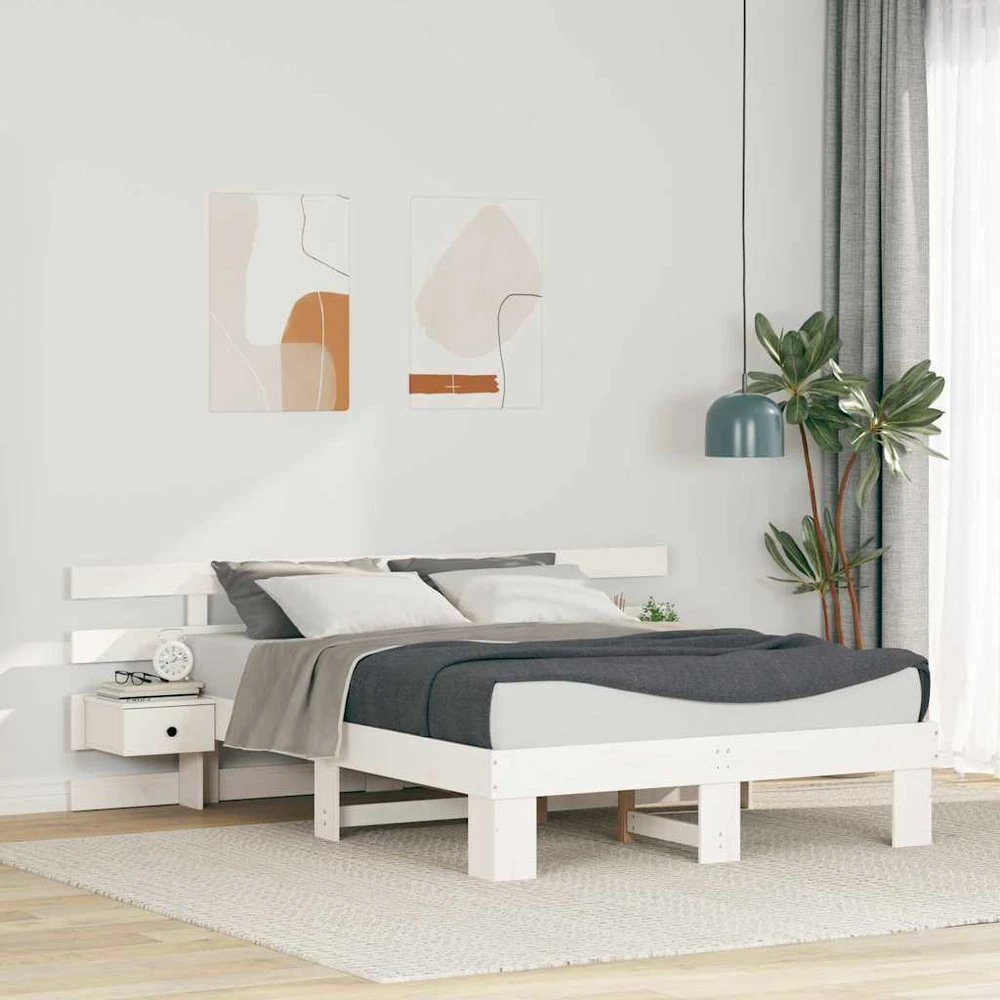 Lova Lovos rėmas Balta 120 x 200 cm Kietos pušies mediena