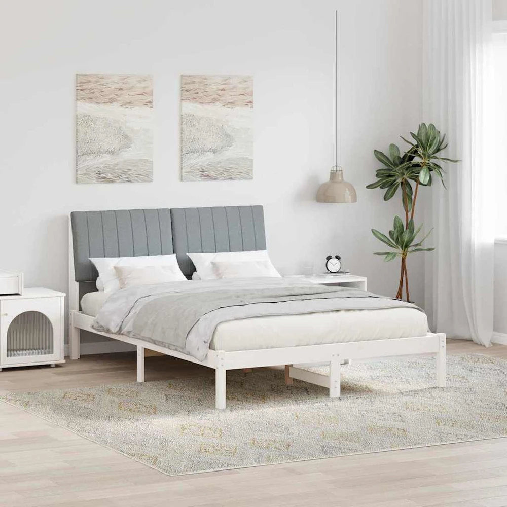 Lova Lovos rėmas Balta 135 x 190 cm Kietos pušies mediena