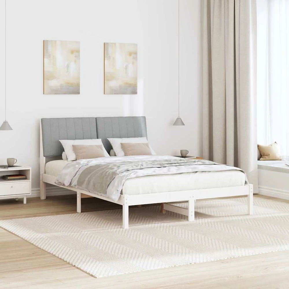 Lova Lovos rėmas Balta 135 x 190 cm Kietos pušies mediena