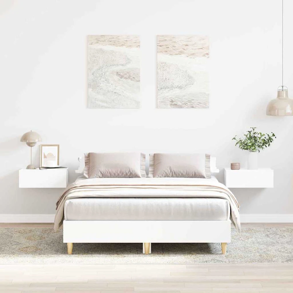 Lova Lovos rėmas Balta 137 x 190 cm Apdirbta mediena