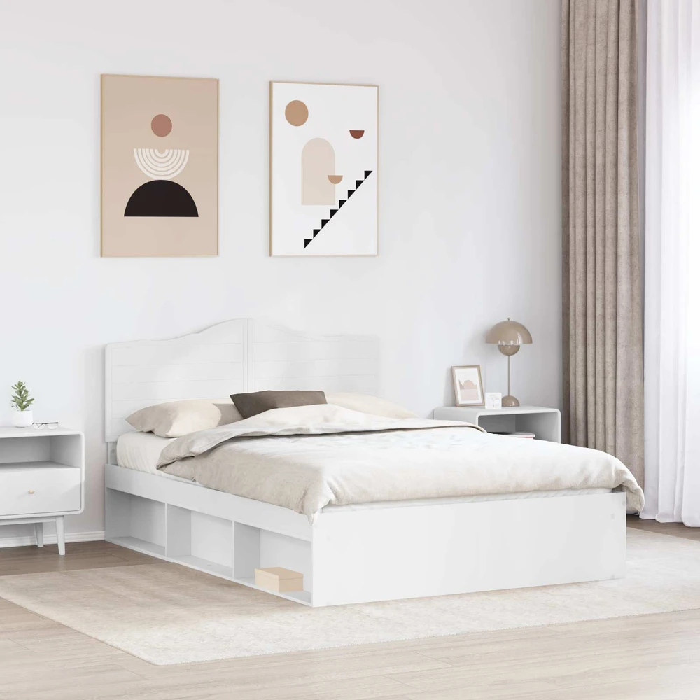 Lovos rėmas Balta 140 x 190 cm Kietos pušies mediena