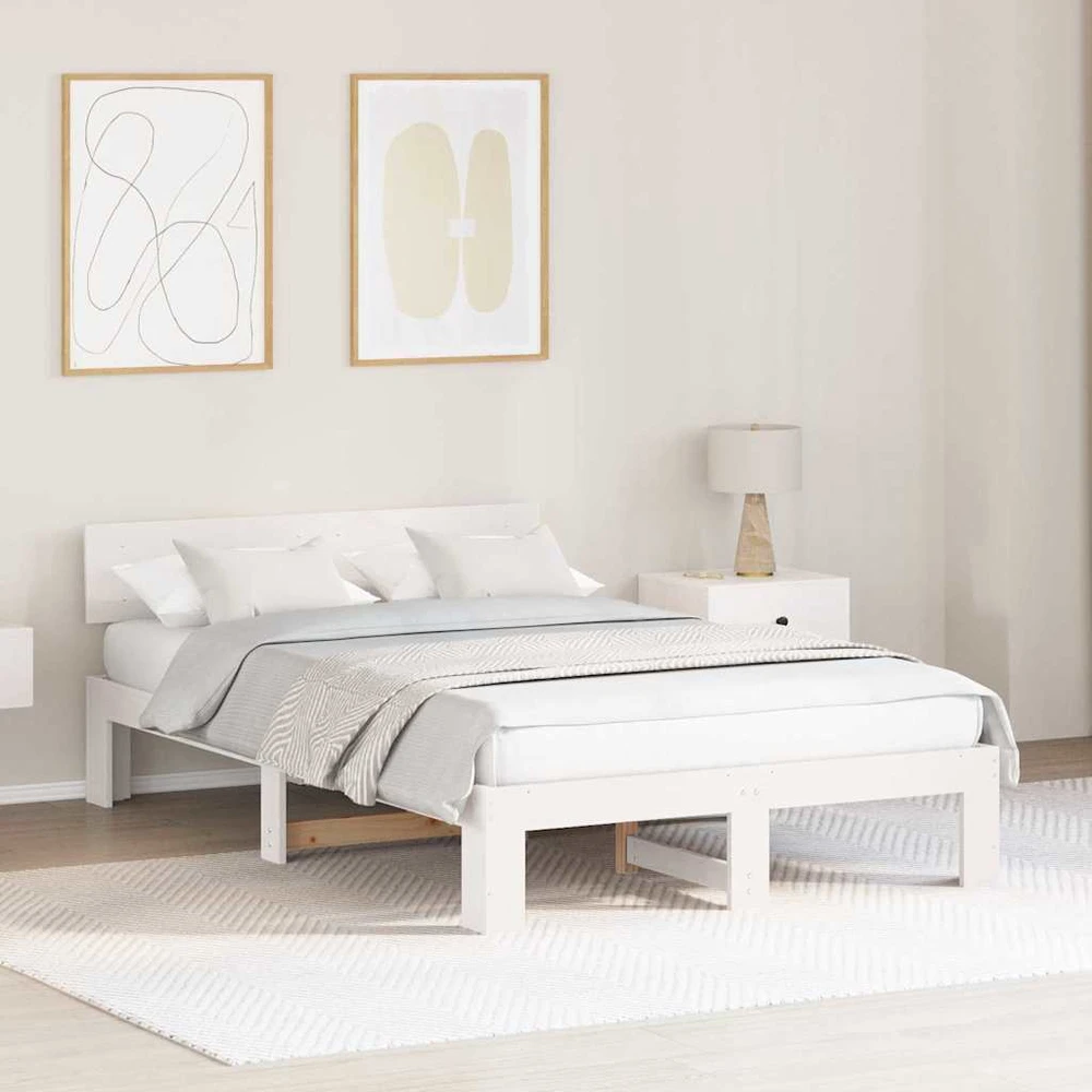 Lovos rėmas Balta 140 x 190 cm Kietos pušies mediena