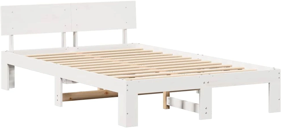 Lovos rėmas Balta 140 x 190 cm Kietos pušies mediena
