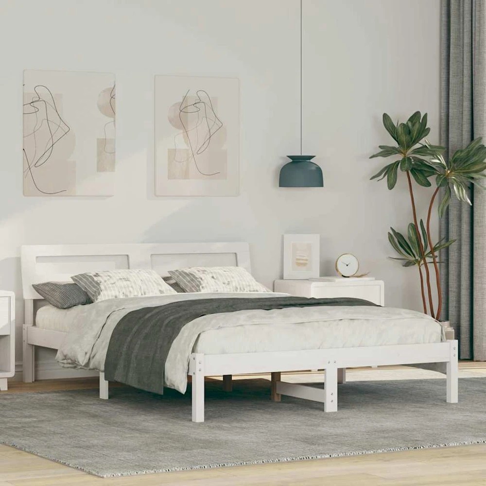 Lovos rėmas Balta 140 x 190 cm Kietos pušies mediena
