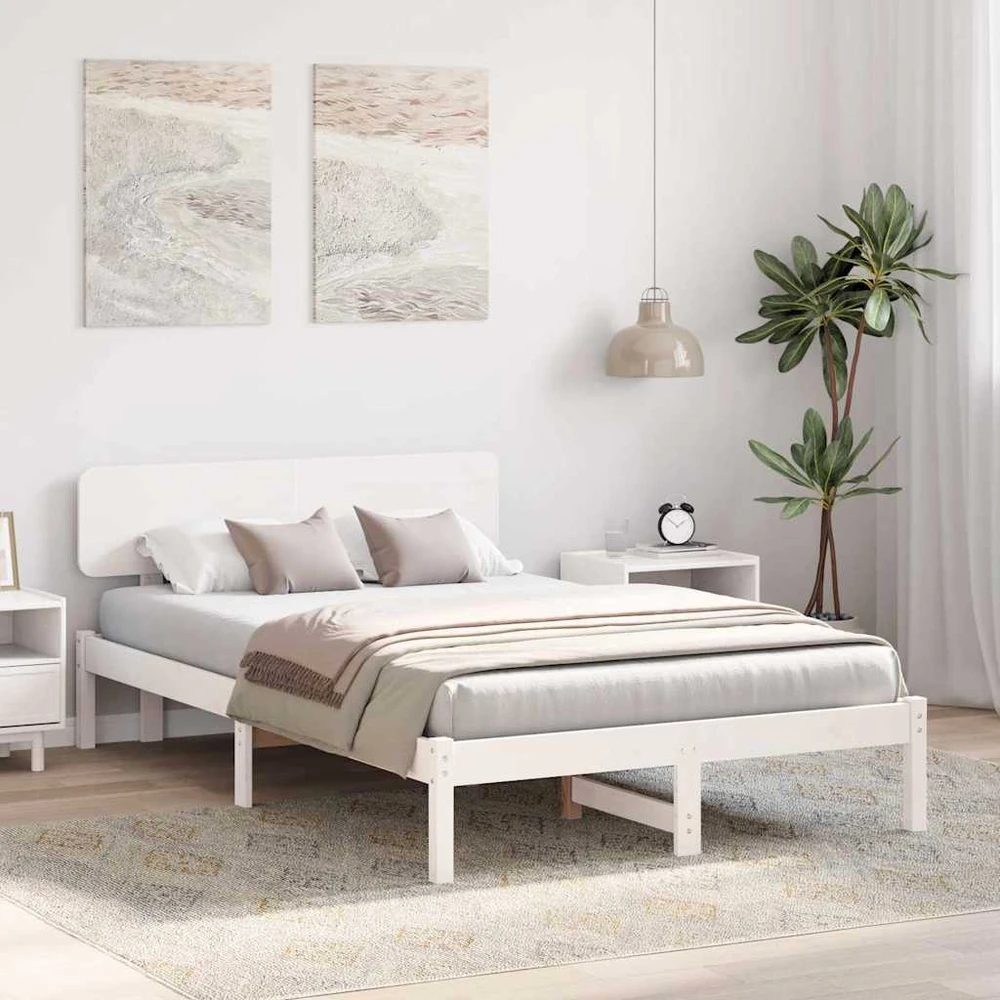 Lovos rėmas Balta 140 x 190 cm Kietos pušies mediena