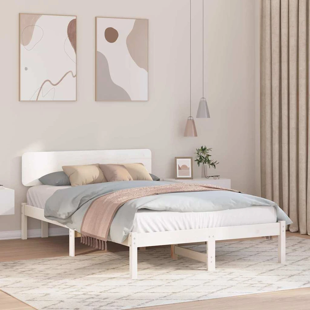 Lovos rėmas Balta 140 x 190 cm Kietos pušies mediena