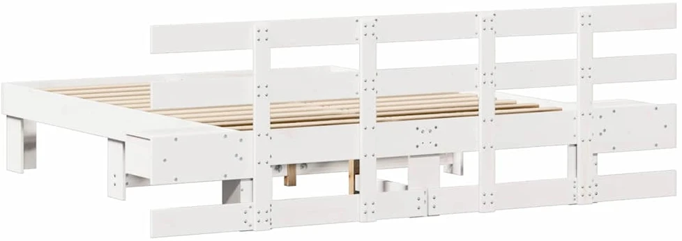 Lovos rėmas Balta 140 x 200 cm Kietos pušies mediena